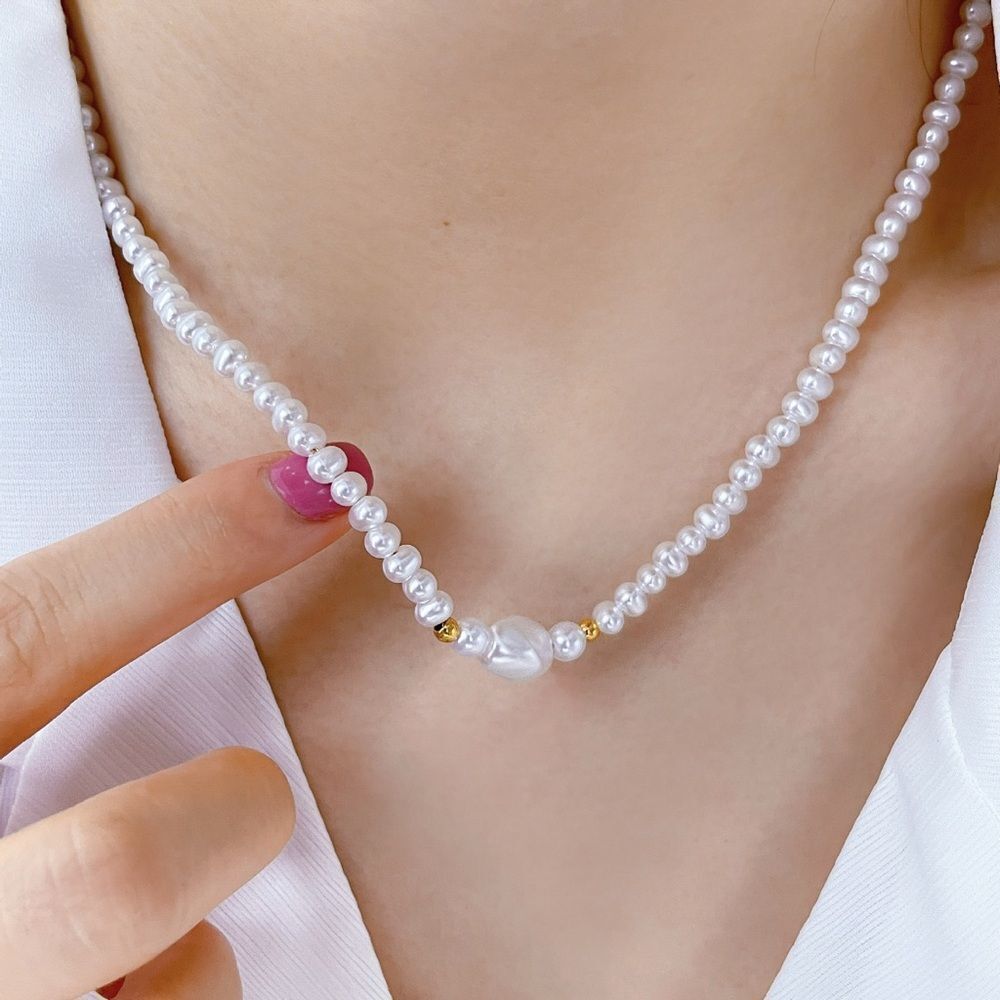 Elegant Freshwater Pearls Beaded Necklace 18k GP